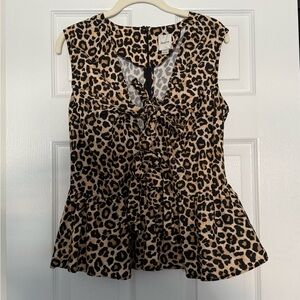 Maeve Anthropologie Leopard Peplum Top